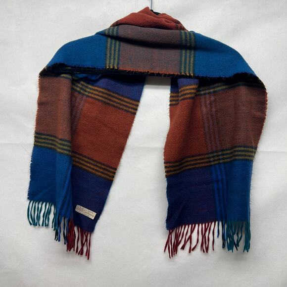 Colorblock 100% Cashmere Scarf Made in England Fringe - Picture 2 of 3